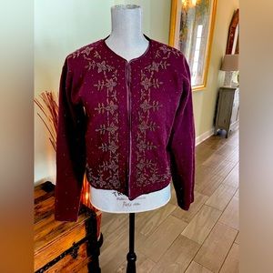 1 D 1 by Mathew H.  Button Beaded Sequin  Lambswool Blend Cardigan large
EC